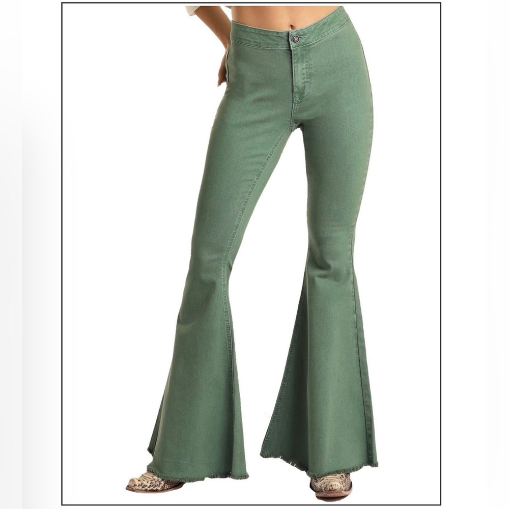BUTTON BELLS HIGH RISE STRETCH FLARE JEANS